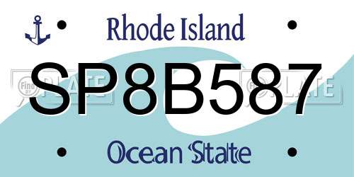 SP8B587 Rhode Island License Plate