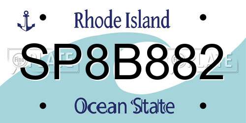 SP8B882 Rhode Island License Plate