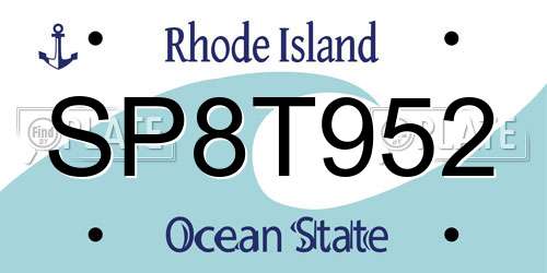 SP8T952 Rhode Island License Plate