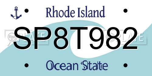 SP8T982 Rhode Island License Plate