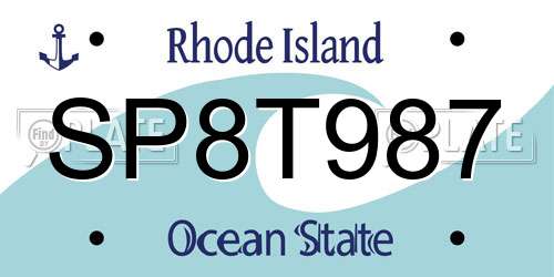 SP8T987 Rhode Island License Plate