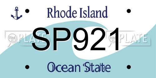 SP921 Rhode Island License Plate