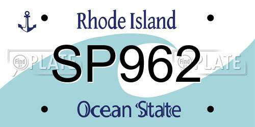 SP962 Rhode Island License Plate