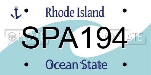 SPA194 Rhode Island License Plate