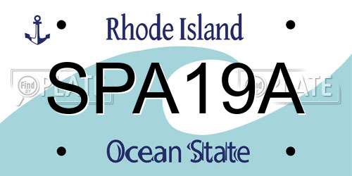 SPA19A Rhode Island License Plate