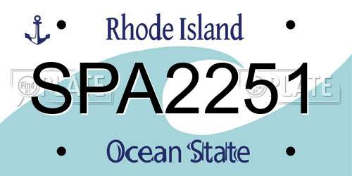 SPA2251 Rhode Island License Plate