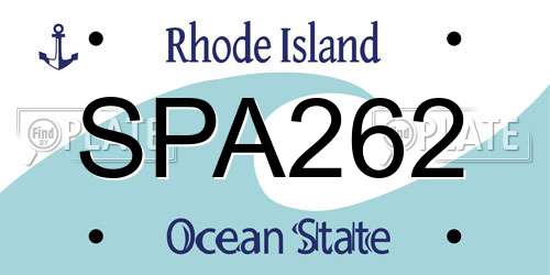 SPA262 Rhode Island License Plate