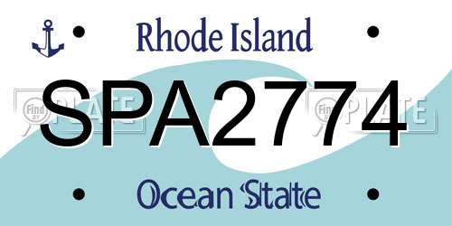 SPA2774 Rhode Island License Plate