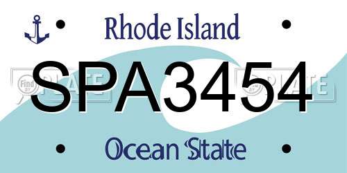 SPA3454 Rhode Island License Plate