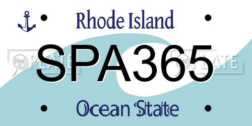 SPA365 Rhode Island License Plate