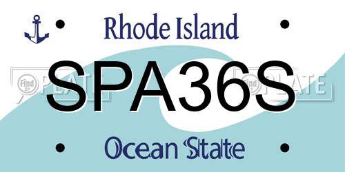 SPA36S Rhode Island License Plate