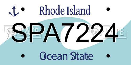 SPA7224 Rhode Island License Plate