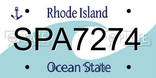 SPA7274 Rhode Island License Plate