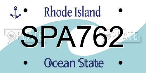 SPA762 Rhode Island License Plate