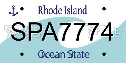 SPA7774 Rhode Island License Plate