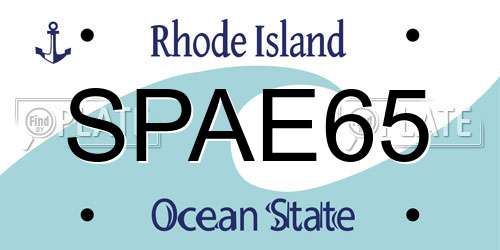 SPAE65 Rhode Island License Plate