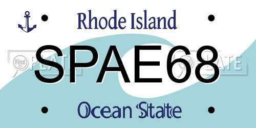 SPAE68 Rhode Island License Plate