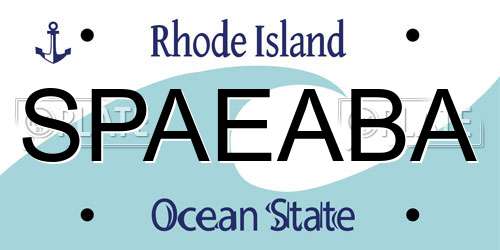SPAEABA Rhode Island License Plate