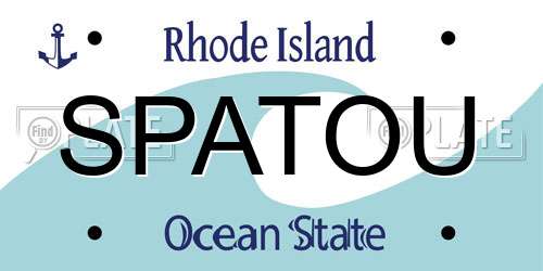 SPATOU Rhode Island License Plate