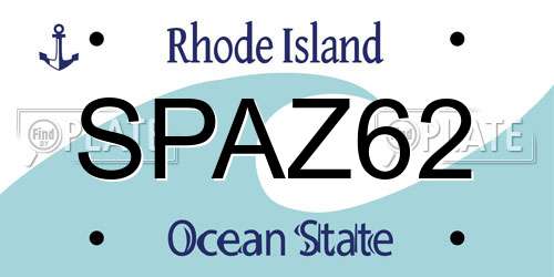 SPAZ62 Rhode Island License Plate