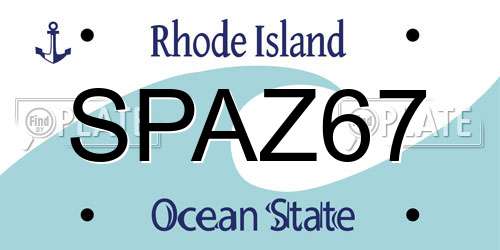 SPAZ67 Rhode Island License Plate