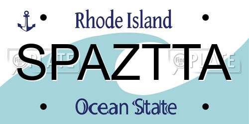 SPAZTTA Rhode Island License Plate