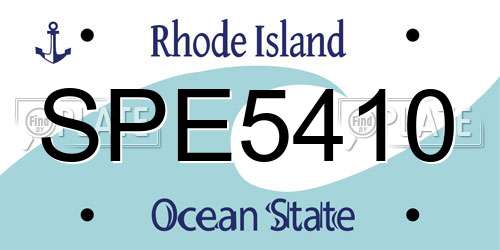 SPE5410 Rhode Island License Plate