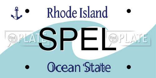 SPEL Rhode Island License Plate