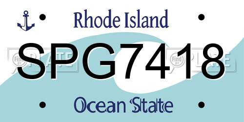 SPG7418 Rhode Island License Plate