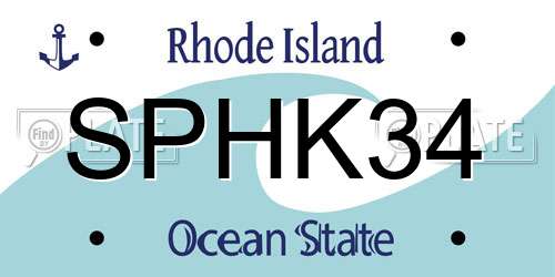 SPHK34 Rhode Island License Plate