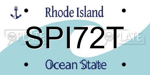 SPI72T Rhode Island License Plate