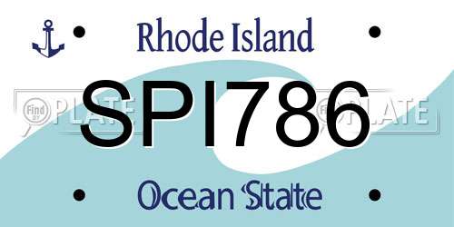 SPI786 Rhode Island License Plate