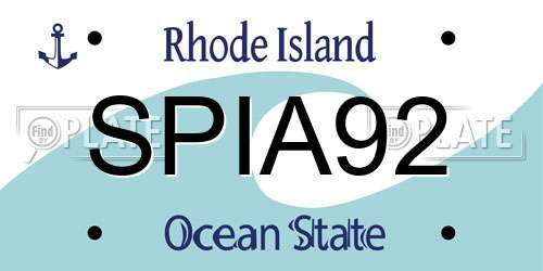 SPIA92 Rhode Island License Plate