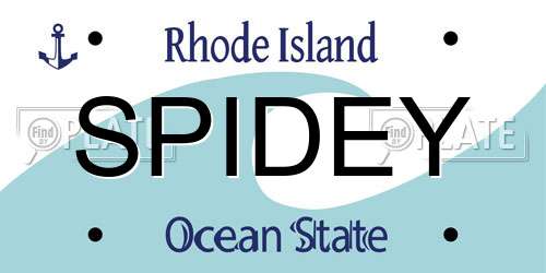 SPIDEY Rhode Island License Plate
