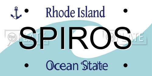 SPIROS Rhode Island License Plate