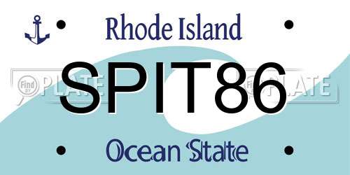 SPIT86 Rhode Island License Plate