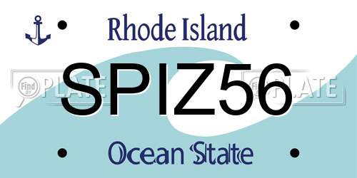 SPIZ56 Rhode Island License Plate