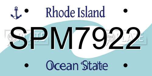 SPM7922 Rhode Island License Plate