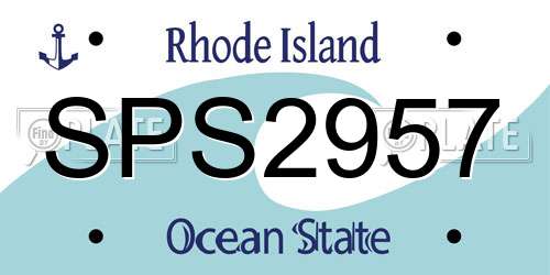 SPS2957 Rhode Island License Plate