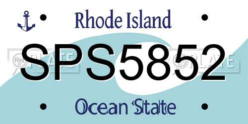 SPS5852 Rhode Island License Plate