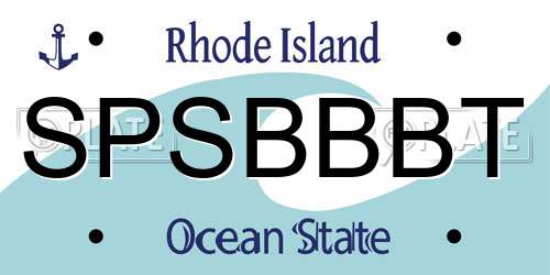SPSBBBT Rhode Island License Plate