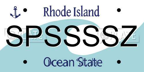 SPSSSSZ Rhode Island License Plate