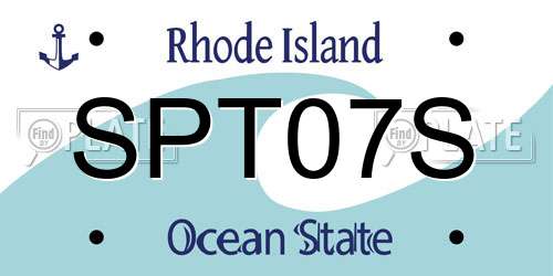 SPT07S Rhode Island License Plate