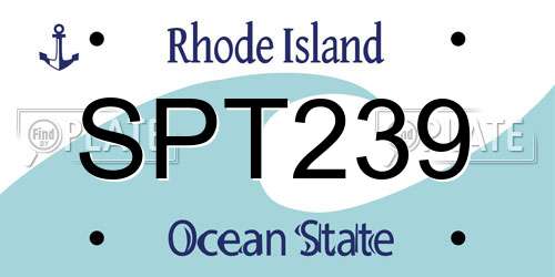 SPT239 Rhode Island License Plate