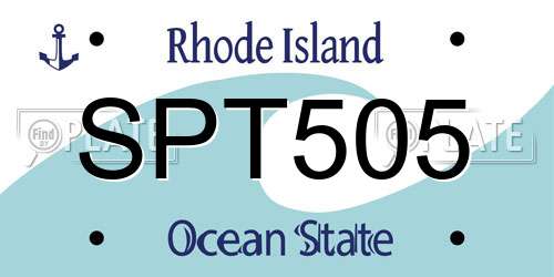 SPT505 Rhode Island License Plate