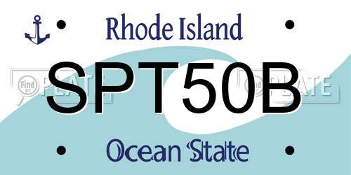 SPT50B Rhode Island License Plate