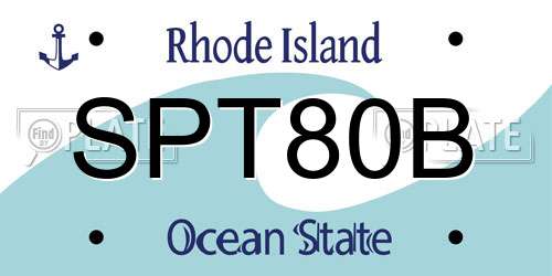 SPT80B Rhode Island License Plate