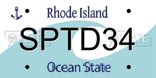 SPTD34 Rhode Island License Plate