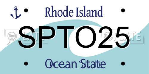 SPTO25 Rhode Island License Plate