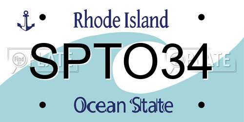SPTO34 Rhode Island License Plate
